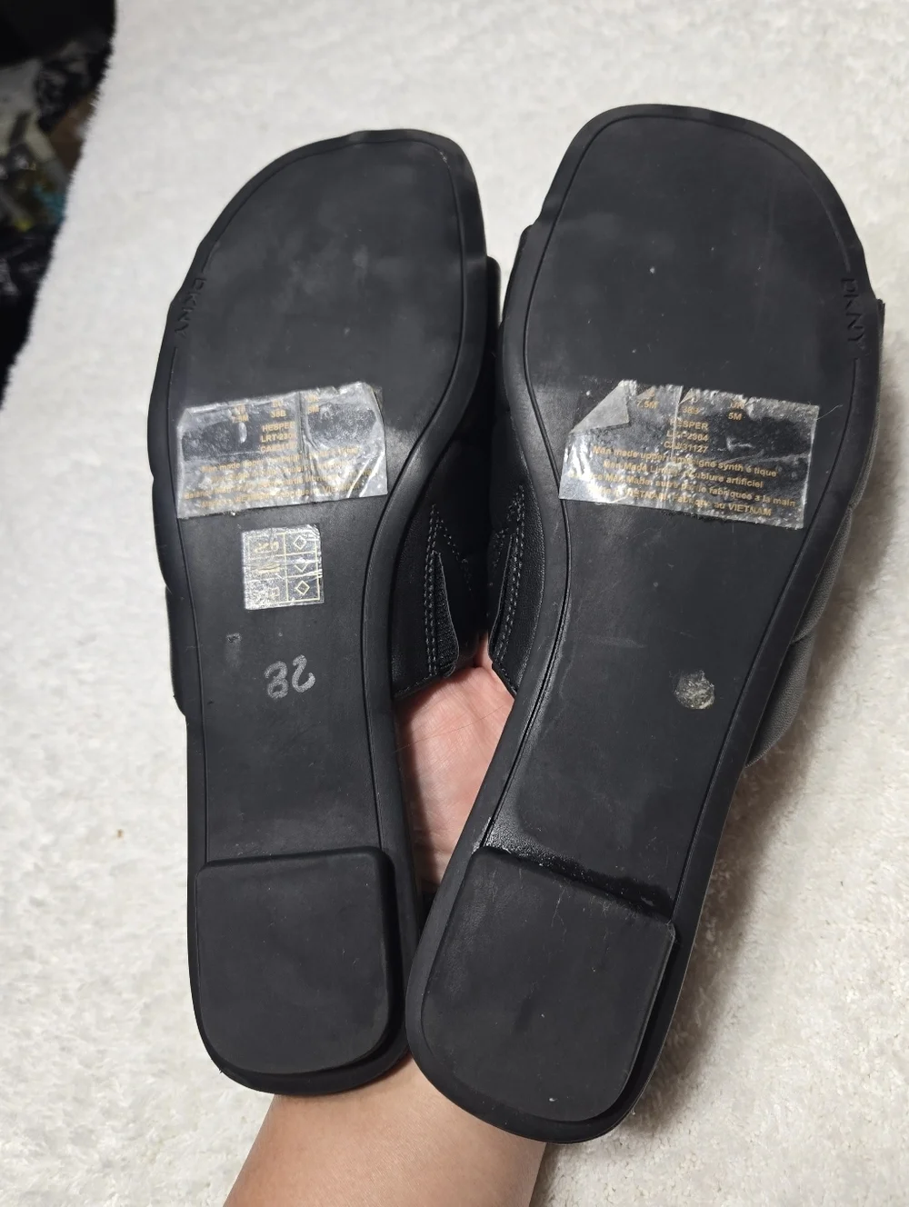 DKNY Black Sandals With Gold Accent Trim Sz 7.5